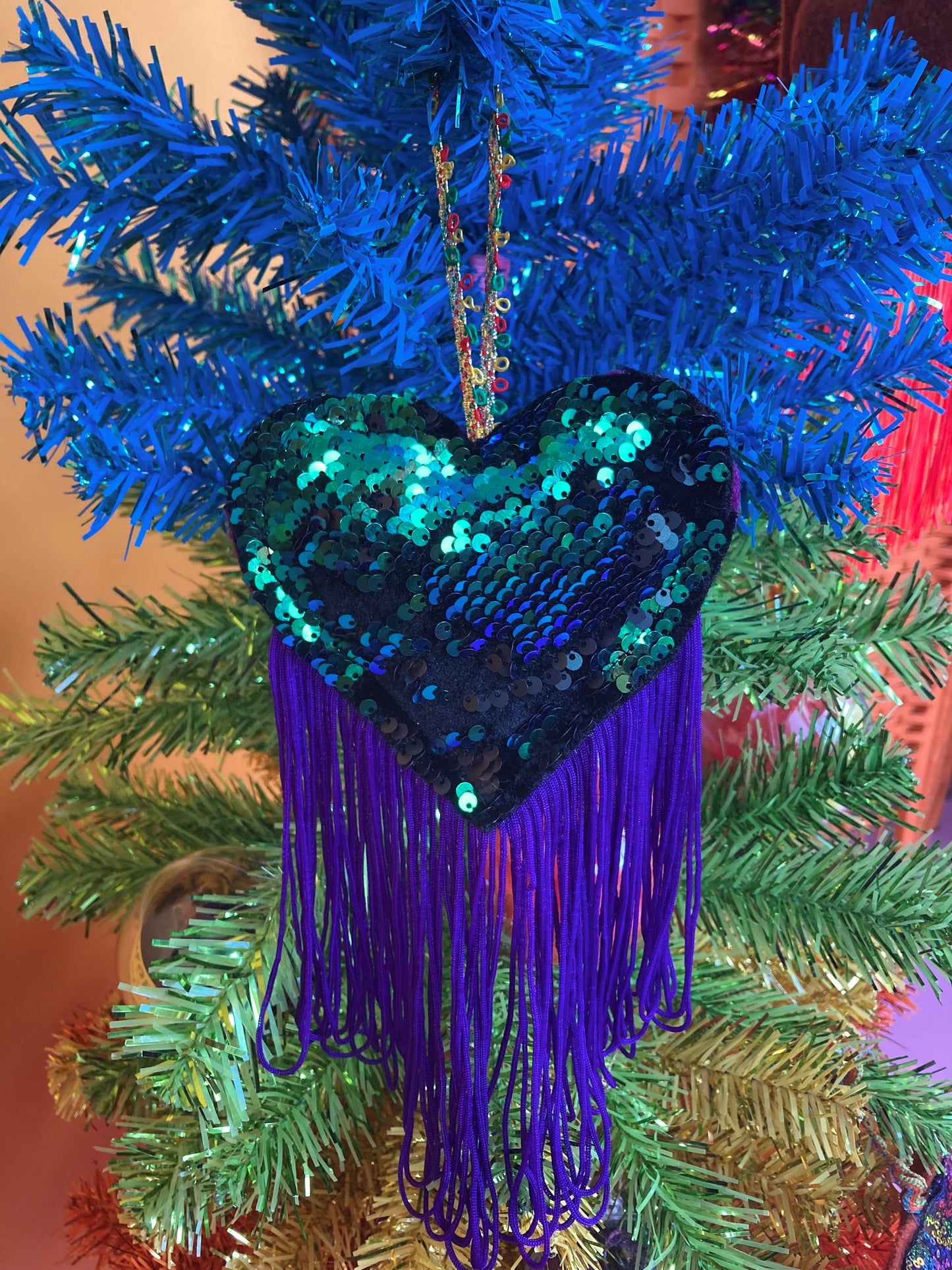 Zero Waste Sequin Heart Ornament