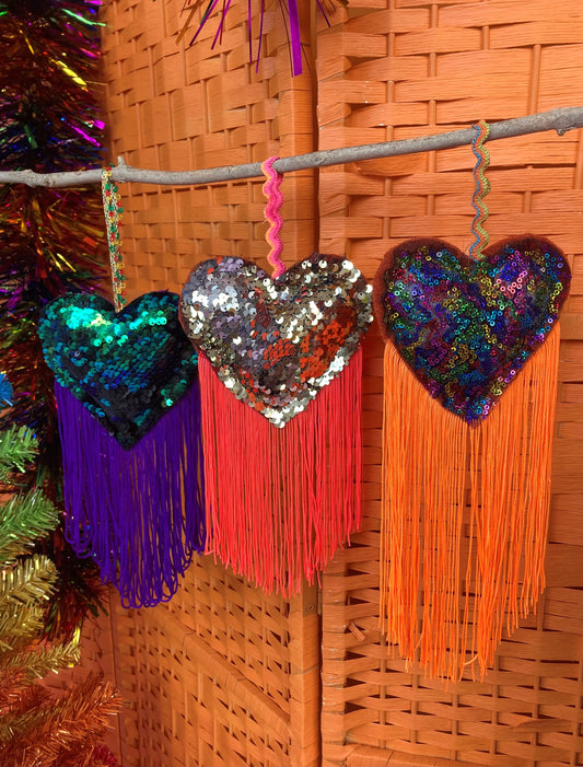 Zero Waste Sequin Heart Ornament