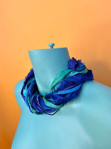 Silk Yarn Necklace in Turquoise