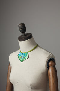 Lime Embellished Necklace with Leather - Necklace - Megan Crook