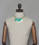 Lime Embellished Necklace with Leather - Necklace - Megan Crook