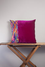 Load image into Gallery viewer, Large Square Embellished Cushion in Magenta and Lime -  - Megan Crook