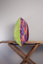 Load image into Gallery viewer, Large Square Embellished Cushion in Magenta and Lime -  - Megan Crook