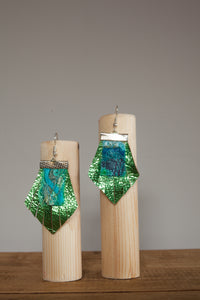 Lime Fan Leather Embellished Earrings - Earrings - Megan Crook