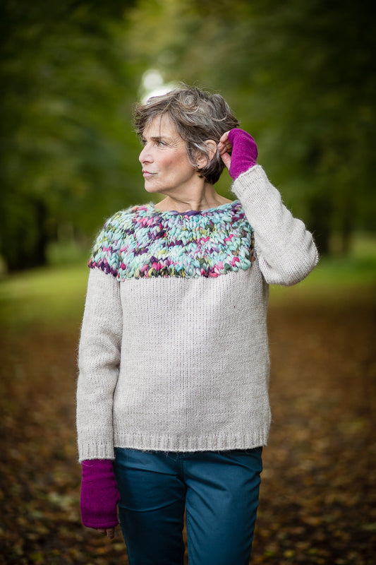 * Hand Knit Jumper in Cream Alpaca and Merino Wool