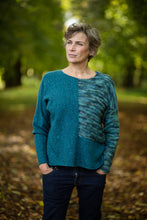 Load image into Gallery viewer, Donegal Colour Block Jumper in Teal Merino Wool - Jumper - Megan Crook