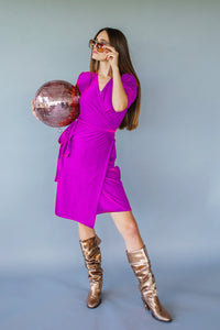 Velvet Wrap Dress in Orchid - Dress - Megan Crook