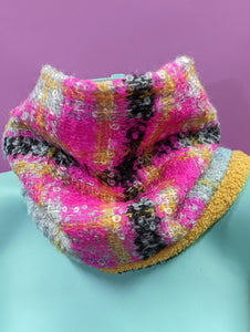 Mohair Snood in Pink and Yellow
