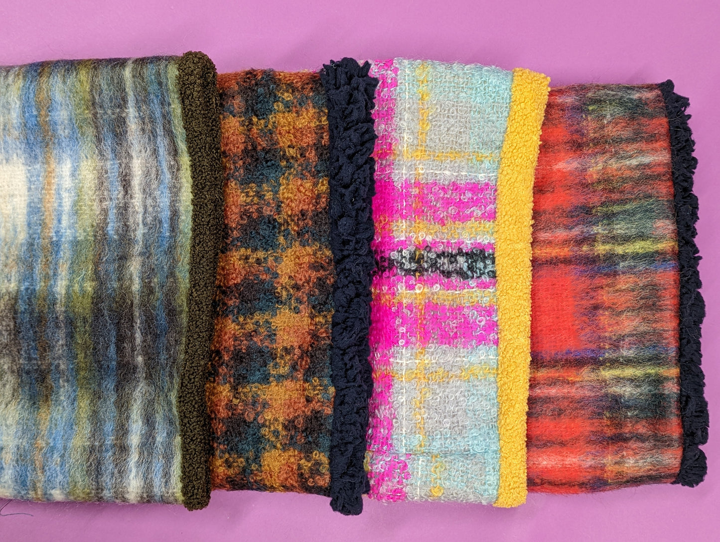 Mohair Snood in Pink and Yellow