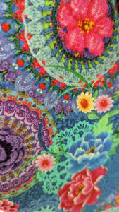 Long Sleeved Turtleneck in Blue Crochet Print