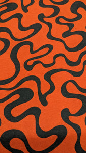 Funnel Neck Pullover in Orange Squiggle Print
