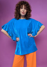 Load image into Gallery viewer, Velvet Ruffle Tunic in Turquoise