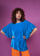 Load image into Gallery viewer, Velvet Ruffle Tunic in Turquoise