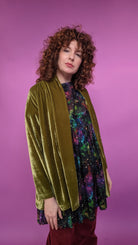 Velvet Cardigan in Olive