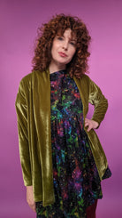 Velvet Cardigan in Olive