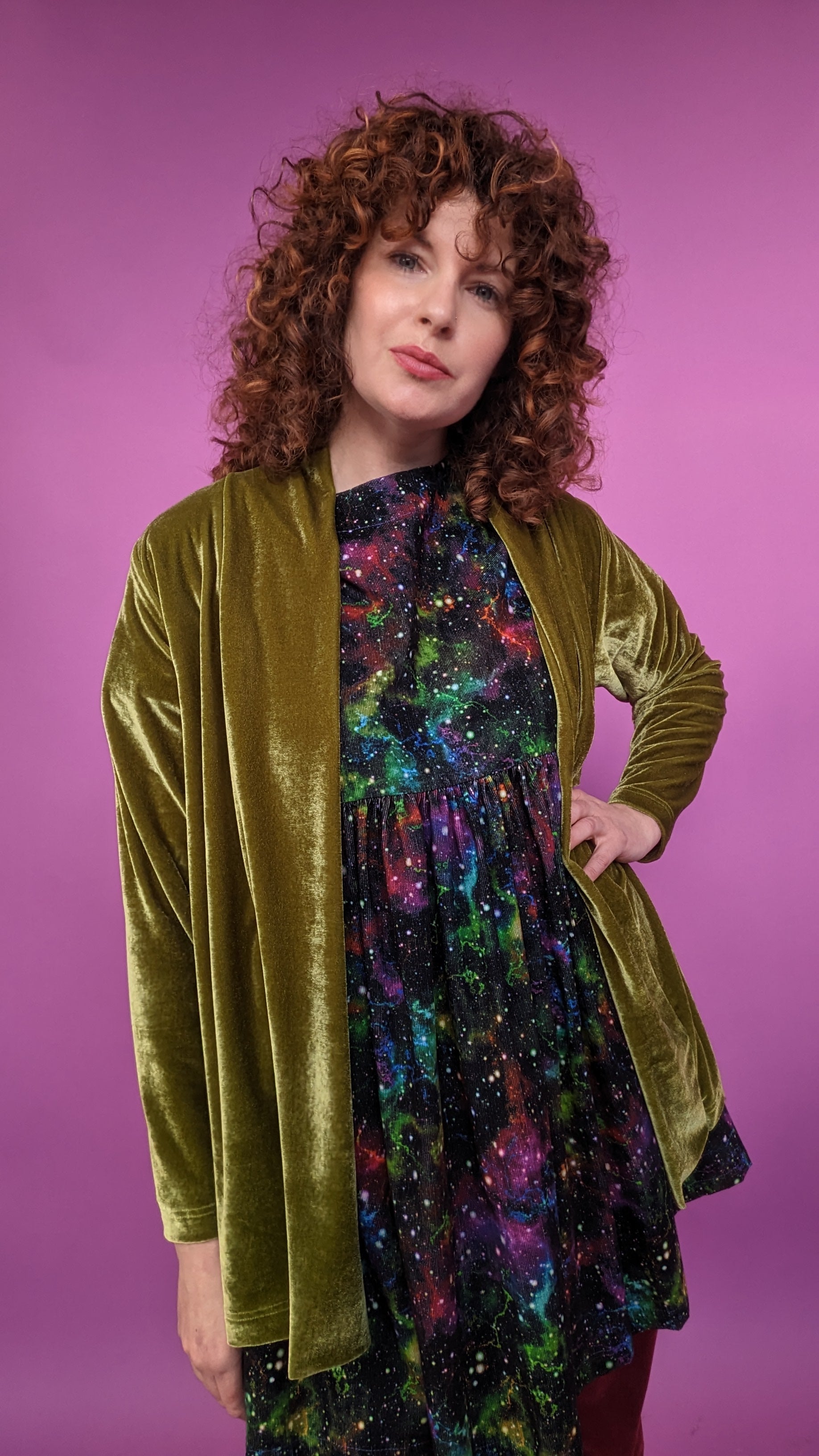 Velvet Cardigan in Olive