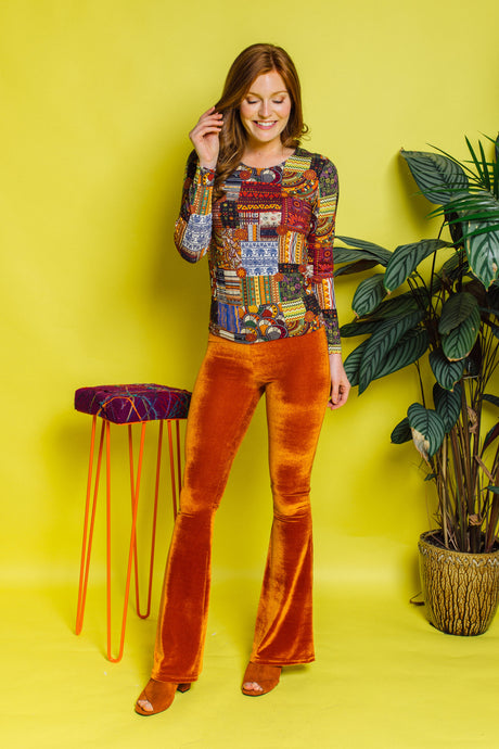 Velvet Flares in Burnt Orange - Trouser - Megan Crook